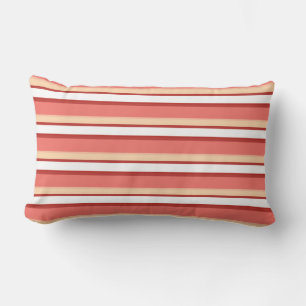 Cute white pink stripes lumbar cushion