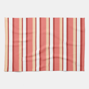 Cute white pink stripes tea towel