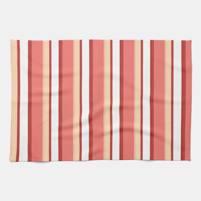 Cute white pink stripes tea towel (Horizontal)