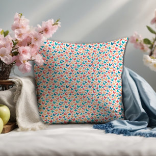 Cute white pink turquoise contemporary butterfly cushion
