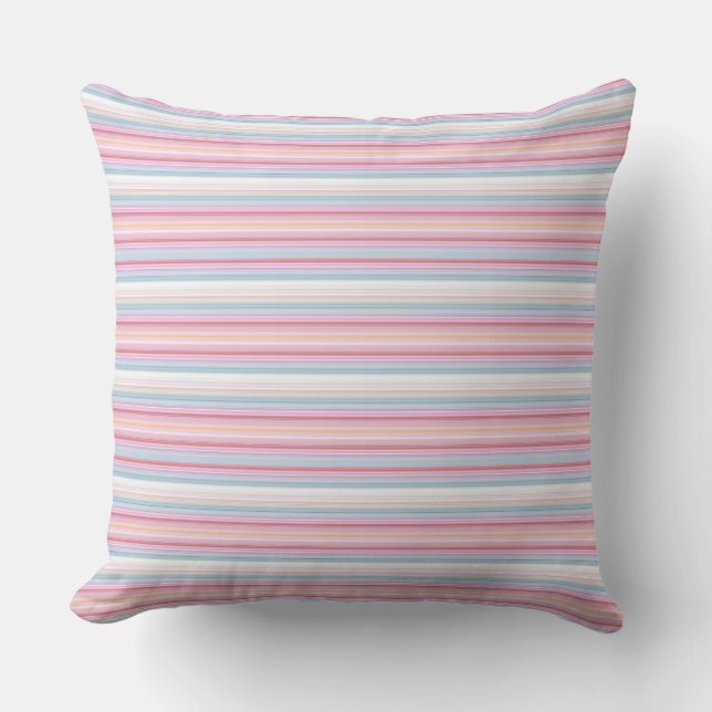 Cute white pinky stripes  cushion (Front)