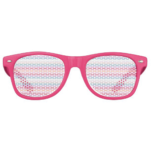 Cute white pinky stripes  retro sunglasses