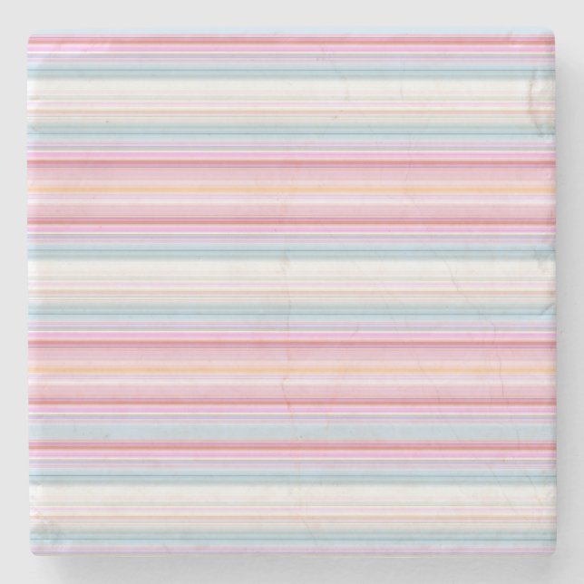 Cute white pinky stripes  stone coaster (Front)