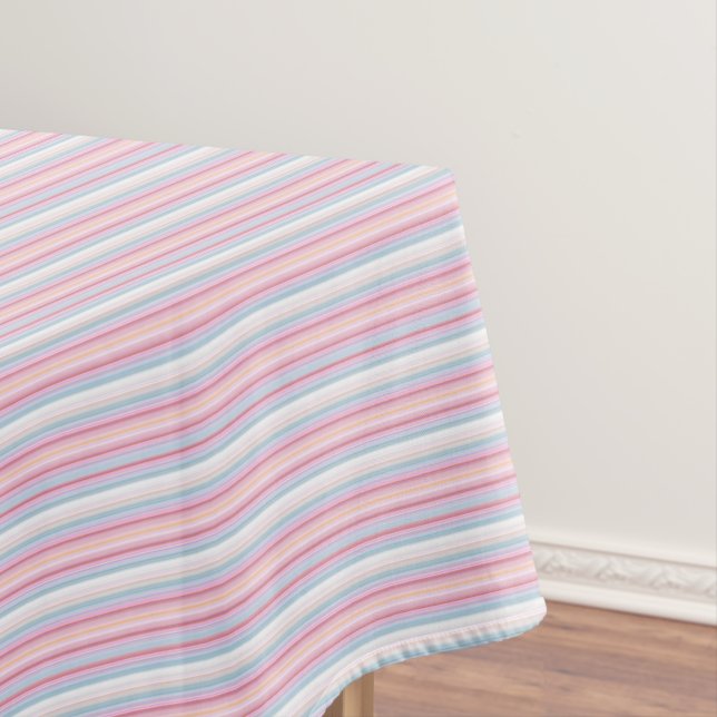 Cute white pinky stripes  tablecloth (In Situ)
