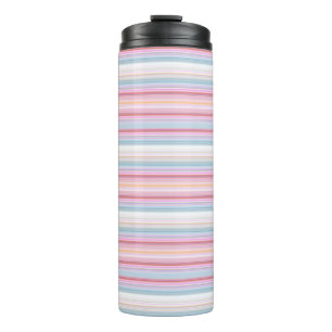 Cute white pinky stripes thermal tumbler