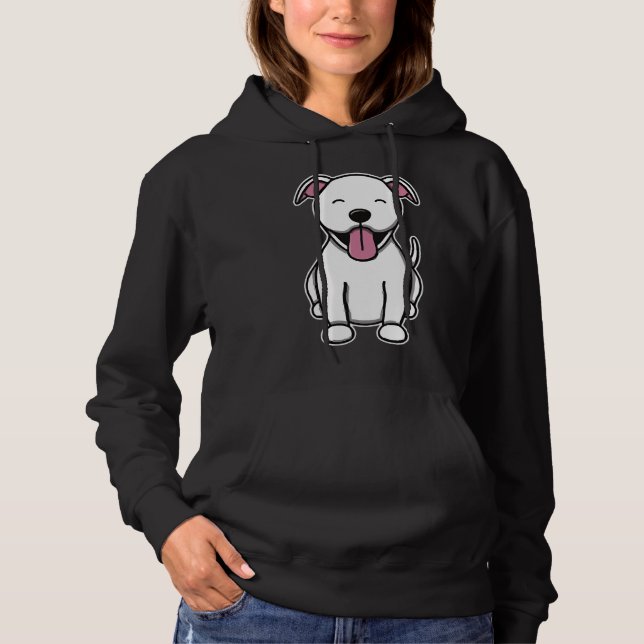 Cute White Pitbull Hoodie (Front)