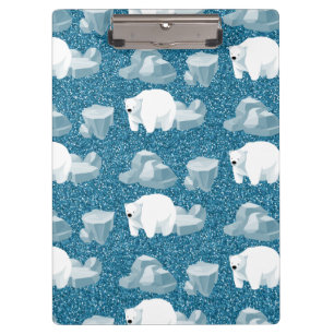 Cute White Polar Bear North Wild Animal Blue Cold Clipboard