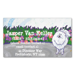 Cute White Pomeranian Magnetic Business Card