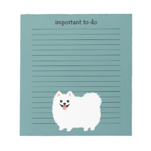 Cute White Pomeranian with Custom Text Notepad