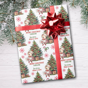 Cute White Pony Kids Christmas Wrapping Paper