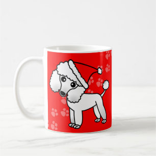 Cute White Poodle Cartoon Santa Hat Coffee Mug