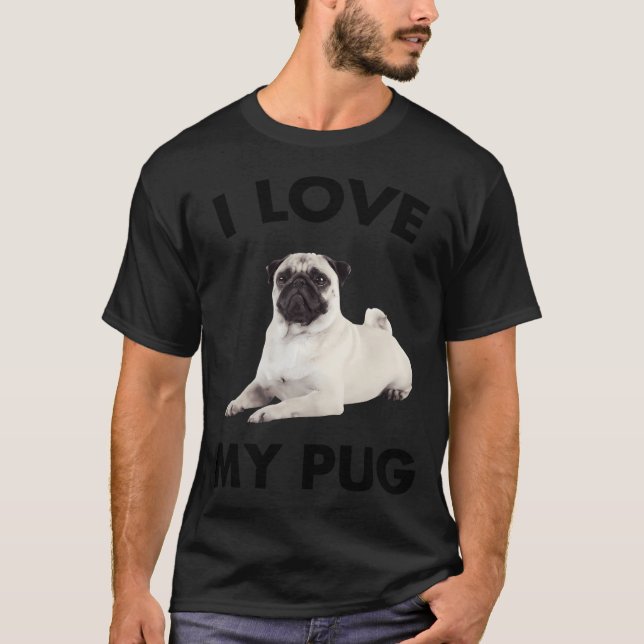 Cute White Pug  T-Shirt (Front)