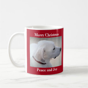 Cute White Puppy Dog Profile Red Christmas Coffee Mug