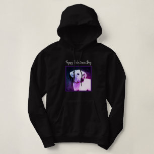 Cute White Puppy Dog Valentine's Day Purple Hoodie