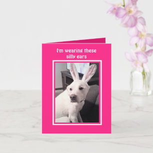 Cute White Puppy Dog Wearing Easter Bunny Ears Card