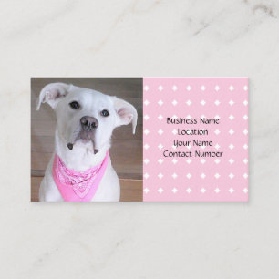 Cute White Puppy Dog Wearing Pink Scarf Business Card