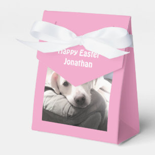 Cute White Puppy Dog With Dad Easter Pink Favour Box