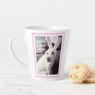 Cute White Puppy Dog With Easter Bunny Ears  Latte Mug