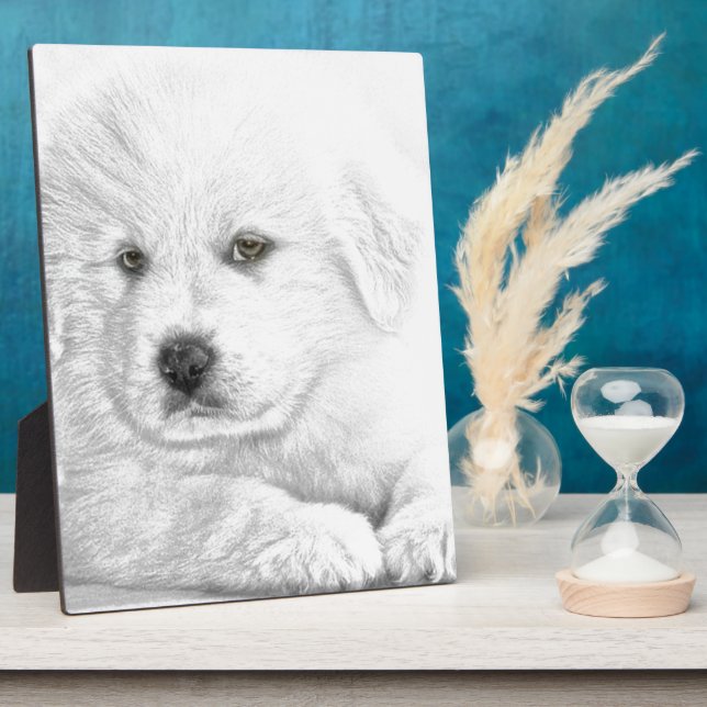 Cute White Puppy Plaque (Side)