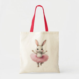 Cute white rabbit ballerina dancing ballet tote bag