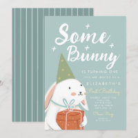 Cute White Rabbit Some Bunny is turning One Bday