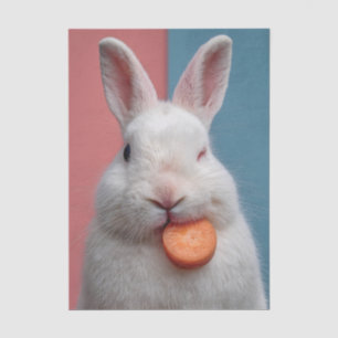 Cute White Rabbit with a Carrot Snack Tissue Paper