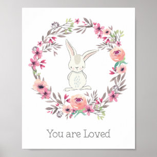 Cute White Rabbit You Are Loved Poster
