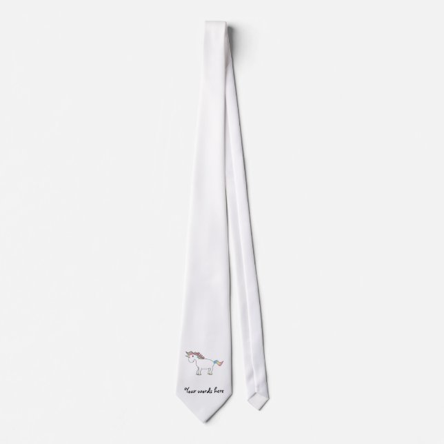 Cute white rainbow unicorn tie (Front)