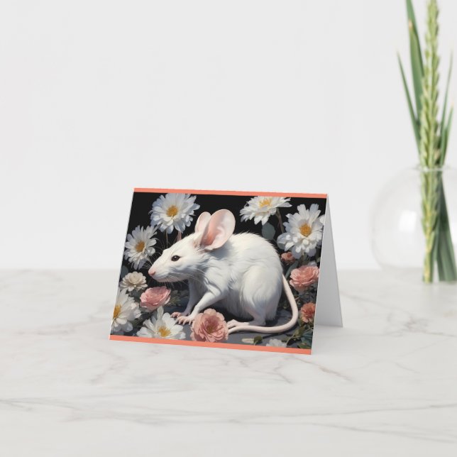 cute white rat thank you card (Front)