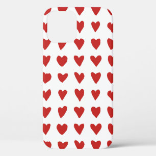 Cute white red hearts patterns iPhone 12 case