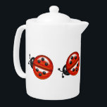 Cute White & Red Ladybug Teapot<br><div class="desc">This whimsical teapot features a cute ladybug pattern all the way around. Look for matching ladybug cups and mugs by visiting the rest of this shop!</div>