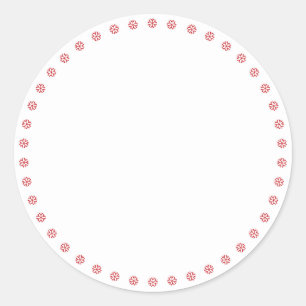 Cute white red snowflakes border blank holiday classic round sticker