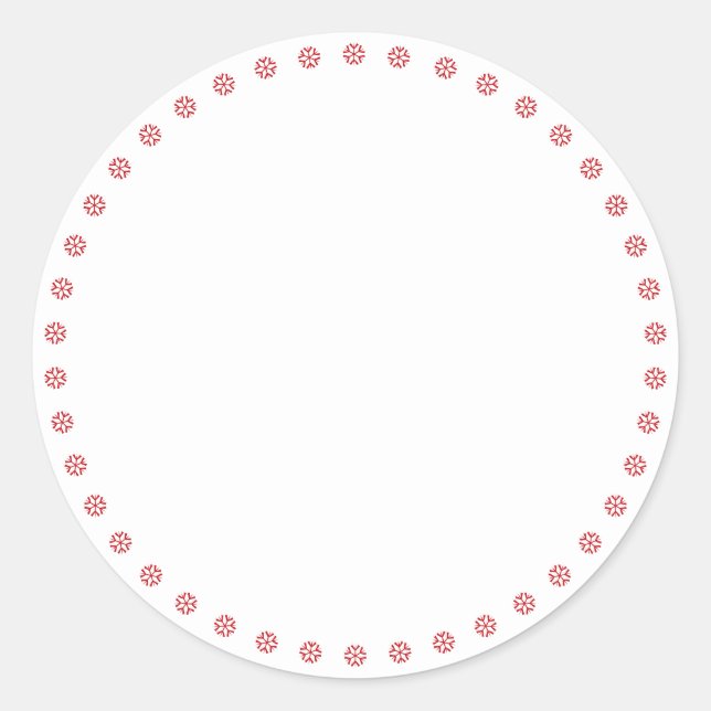 Cute white red snowflakes border blank holiday classic round sticker (Front)