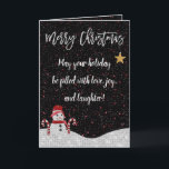 Cute White Red Snowman Night Sky Glitter Christmas Card<br><div class="desc">This snowman themed Christmas party greeting card is a very cute and cool design for your holiday papery. It features a faux printed white glitter snowman with a red hat and scarf next to two candy canes on top of white glitter snow. The sky depicts a red and white star...</div>