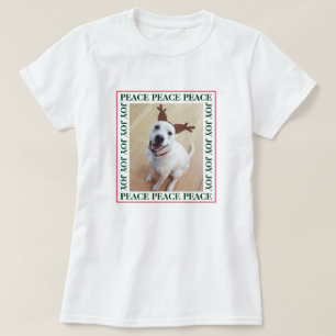 Cute White Reindeer Dog Peace Joy Photo Frame T-Shirt