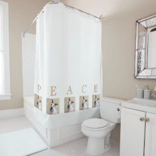 Cute White Reindeer Horns Dog Peace Christmas Shower Curtain