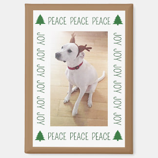 Cute White Reindeer Puppy Dog Peace Joy Brown Magnet