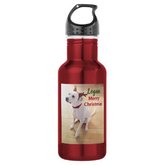 Cute White Reindeer Puppy Dog Photo Christmas 532 Ml Water Bottle