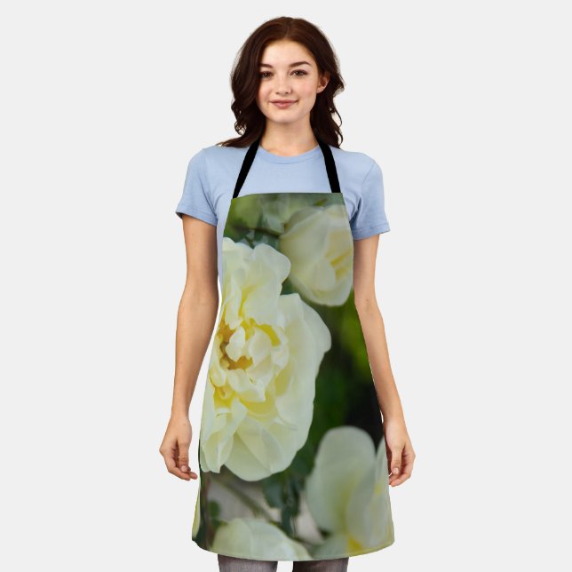 Cute white roses for positive apron (Worn)