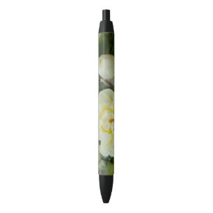 Cute white roses for positive black ink pen