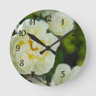 Cute white roses for positive round clock