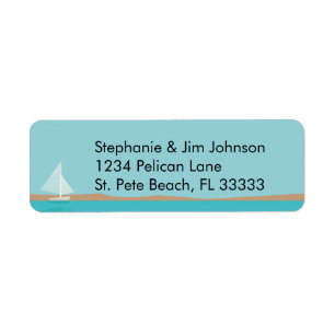Cute White Sailboat Clear Blue Sky Return Address Label
