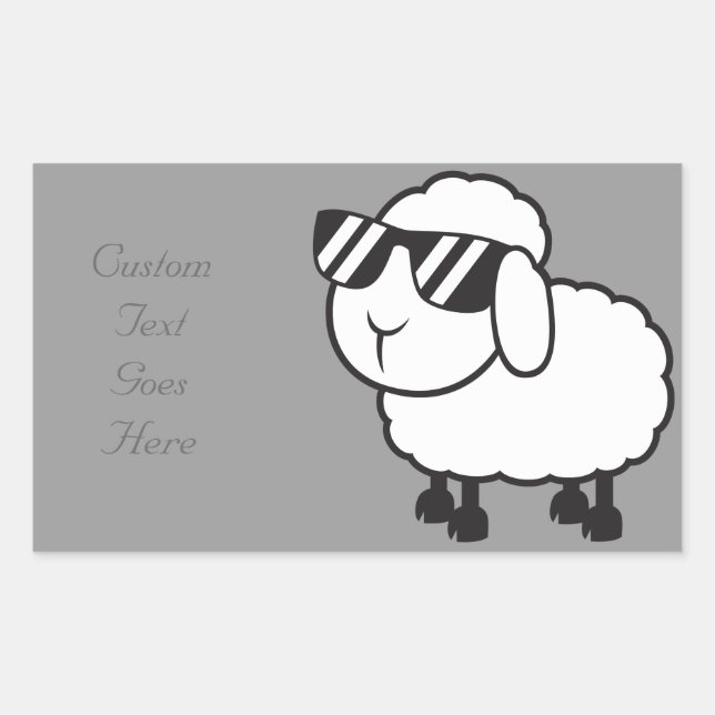 Cute White Sheep Cartoon Rectangular Sticker (Front)