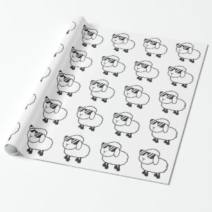 Cute White Sheep Cartoon Wrapping Paper