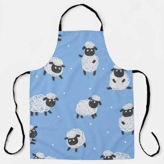 Cute white sheep: vintage lambs. apron