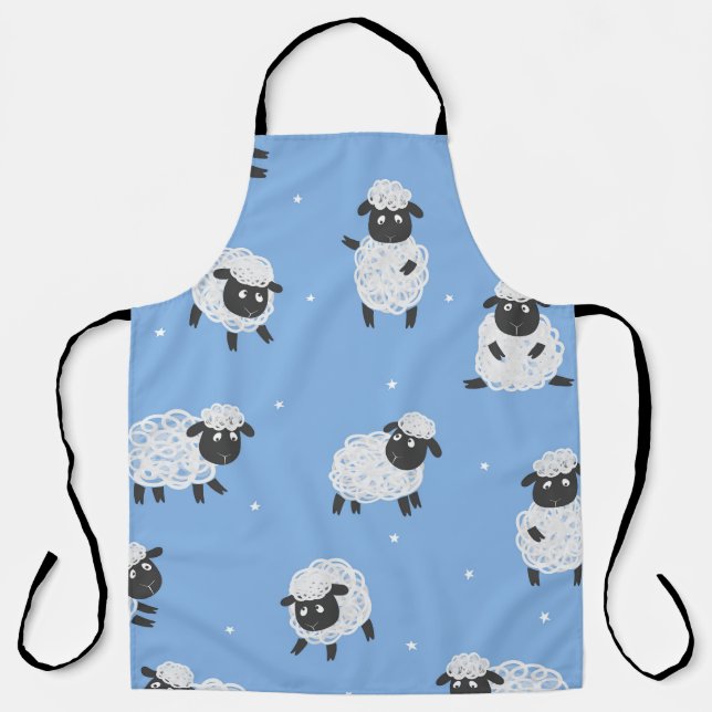 Cute white sheep: vintage lambs. apron (Front)