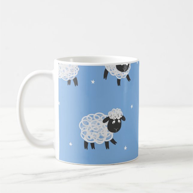 Cute white sheep: vintage lambs. coffee mug (Left)