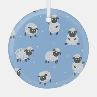 Cute white sheep: vintage lambs. glass tree decoration