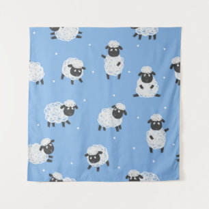 Cute white sheep: vintage lambs. tapestry
