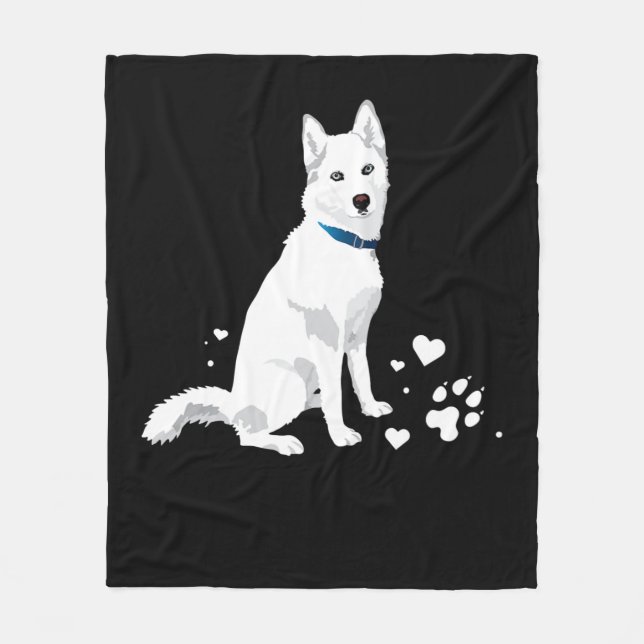 Cute White Siberian Husky - Sweet White Snow Dog Fleece Blanket (Front)
